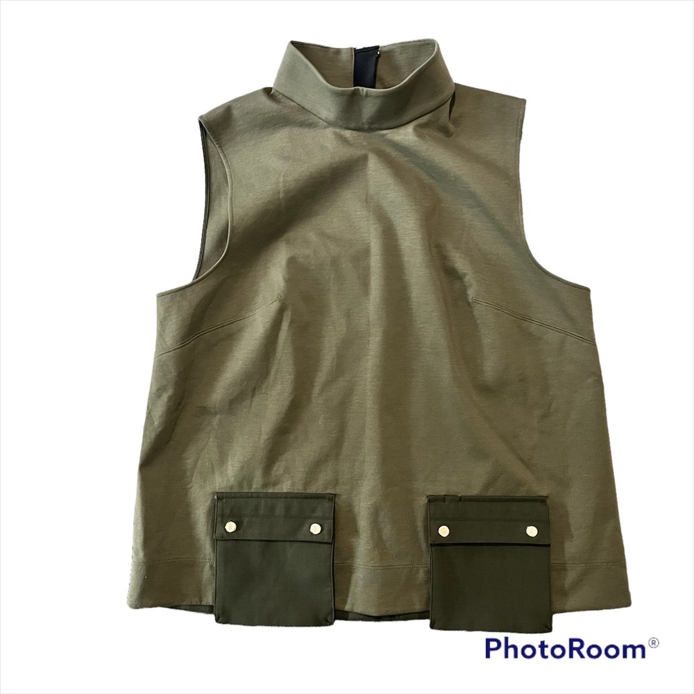 Kit and Ace green sleeveless top with pockets